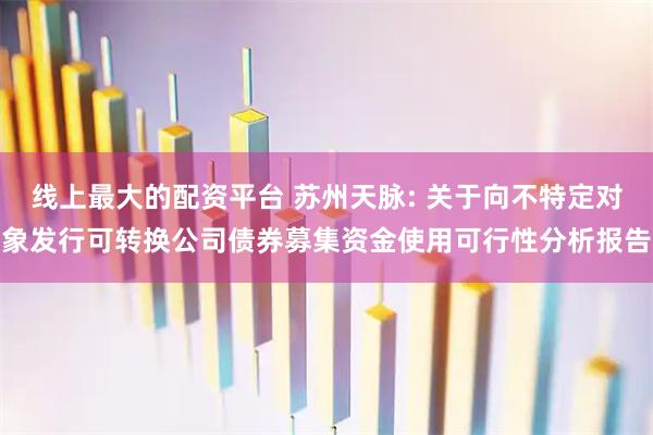 线上最大的配资平台 苏州天脉: 关于向不特定对象发行可转换公司债券募集资金使用可行性分析报告